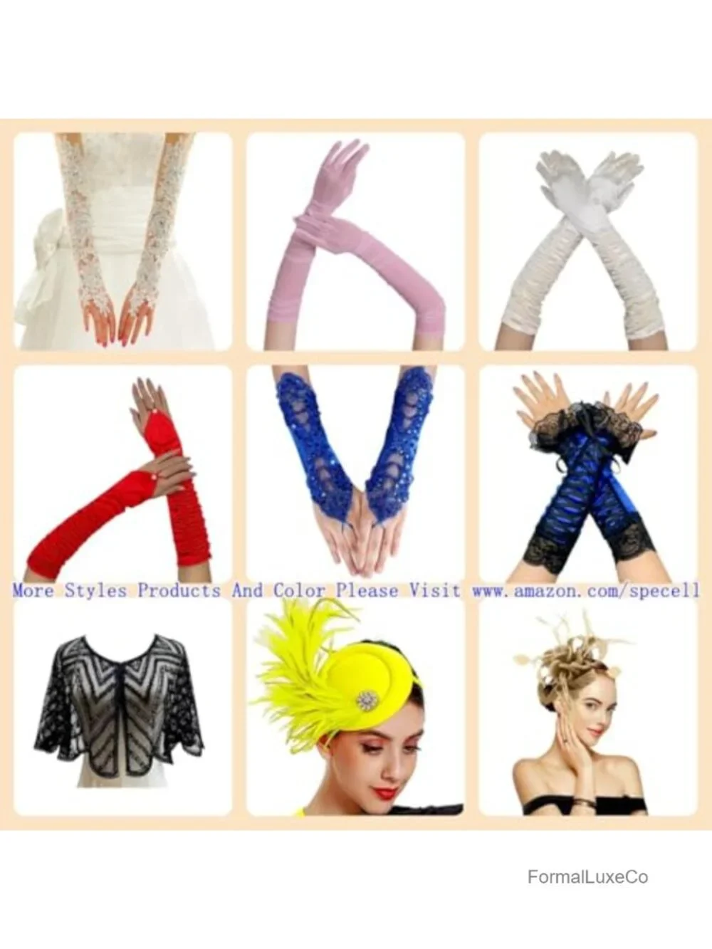 Fingerless Satin Gloves with Lace Sequins Beads for Bridal Wedding Party